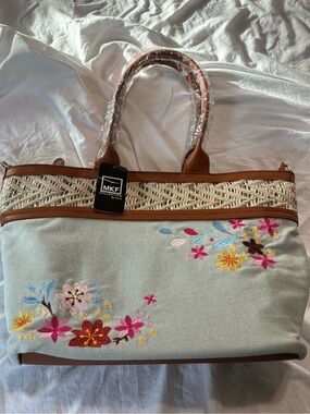 Embroidered Canvas Purse NWT